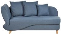 Beliani Chaiselongue Leinenoptik blau linksseitig mit Stauraum Kissen modern...