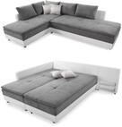 luma-Home 15104/ Ecksofa-Dauerschl&auml;fer, Hellgrau/Wei&szlig;, Schwenkteil rechts 