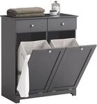 SoBuy Badezimmerschrank mit W&auml;schekorb - Badschrank mit 2 W&auml;sches&auml;cken, 2