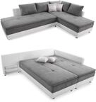 luma-Home 15103/ Ecksofa-Dauerschl&auml;fer, Hellgrau/Wei&szlig;, Schwenkteil Links