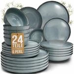 Steingut Geschirrset 6 Personen Rustic 24 tlg. Hochwertiges Landhaussttil Steingut