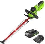 Greenworks Akku-B&uuml;rstenlose Heckenschere 24V GD24HT61K2, 61cm Dual Action Klinge,
