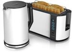 Arendo - Wasserkocher mit Toaster SET Edelstahl Wei&szlig; matt, Wasserkocher 1,5L...