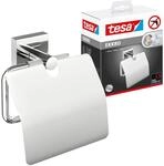tesa EKKRO Toilettenpapierhalter mit Deckel, verchromt - WC-Rollenhalter zur