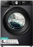 Hisense WF3S8043BB3 Waschmachine mit Dampffunkunktion, 8 kg, 1400 U,min, WIFI,
