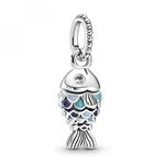 PANDORA Charm Anh&auml;nger Moments "Fisch" silber, blau Emaille, Zirkonia 799428C01