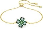 Swarovski Idyllia Armband, Vergoldetes Damenarmband mit Glücksklee-Motiv und Swarovski Idyllia Armband, Vergoldetes Damenarmband mit Glücksklee-Motiv und