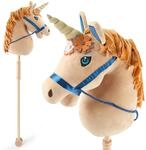 Bieco Steckenpferd Kinder Einhorn Magic | Hobby Horse | Rollen | Holz Stab | Stock