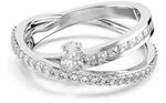 Swarovski Hyperbola Ring, Wei&szlig;er, Rhodinierter Damenring mit Strahlenden Kristallen
