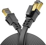 deleyCON 10m CAT8.1 Flaches LAN Kabel Netzwerkkabel Kupferleiter 40 Gbit 2000 MHz
