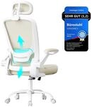 SONGMICS B&uuml;rostuhl ergonomisch, Drehstuhl mit Mesh, Lenden- und Kopfst&uuml;tze,