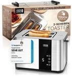 LEBENLANG Edelstahl Toaster mit Br&ouml;tchenaufsatz 2 Scheiben - Touchscreen LED Display