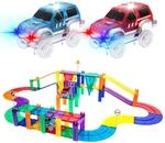 PicassoTiles 50-teiliges Rennautobahn-Baustein Lernspielzeug-Set Magnetfliesen Magnet