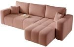 Ecksofa mit Schlaffunktion und Bettkasten 248 x 145 cm Rosa