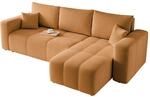 Ecksofa mit Schlaffunktion und Bettkasten 248 x 145 cm Senfgelb