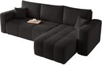 Ecksofa mit Schlaffunktion und Bettkasten 248 x 145 cm Schwarz