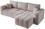 Ecksofa mit Schlaffunktion und Bettkasten 248 x 145 cm Hellgrau
