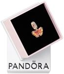 PANDORA Moments Rosafarbener & Gelber Murano-Glas Schmetterling Charm-Anh&auml;nger aus