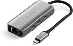 SATECHI USB-C Ethernet Adapter Gigabit 4-in-1, 3X USB-C 3.2 10 Gbit/s,