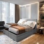 TRADA Boxspringbett AD&Egrave;LE 180x200 cm, elektrisch Bett mit Matratze + Tooper 