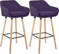 CLP Barhocker 2er Set gepolstert mit Lehne Grant, Barstuhl mit Stoffbezug,...
