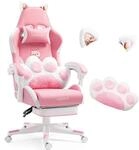Vigosit Cute Gaming Stuhl mit Katzenpfote Lendenkissen und Katzenohren, Ergonomischer