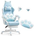 Vigosit Cute Gaming Stuhl mit Katzenpfoten-Lendenkissen und Katzenohren,