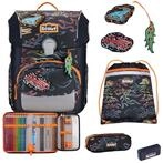 SCOUT Schulranzen Safety Light Neo Set 4-teilig Flames dunkelblau