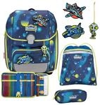 SCOUT Schulranzen LED Genius Set 4-teilig Planets dunkelblau