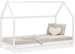 Homestyle4u 2591, Hausbett 90x200 Wei&szlig; Montessori Bett Kinderbett ausziehbar