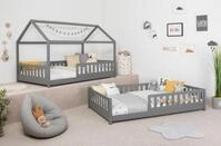 TiCAA 2 in 1 Bodenbett wandelbar mit abnehmbaren Dach 90x200 cm, 100x200 cm,...
