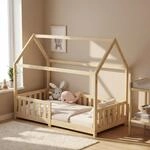 ecomi&reg; Kinderbett 80x160 Bodenbett Kinder Bett Hausbett mit Rausfallschutz und