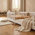 ecomi&reg; Kinderbett 90x200 Bodenbett Kinder Bett mit Rausfallschutz und Lattenrost