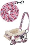 HKM Kinder Hobby Horsing Print Halfter und Strick, Flower, One Size