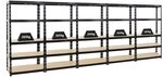 PROREGAL Mega Deal 5X Schwerlastregal Tiger Schwarz 180x90x45cm mit Fachlast...