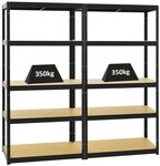 PROREGAL Mega Deal 2er-Set Schwerlastregale Slim Elephant 180x90x45cm mit 5...