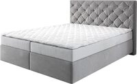 DELIFE Boxspringbett Dream-Great Mikrofaser Grau 160x200 cm mit Matratze und Topper