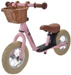 Bandits & Angels Laufrad aus Metall mit Weidenkorb Retro Rosa mit Trittbrett ab 2