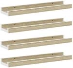 vidaXL Wandregale 4 STK. Wei&szlig; und Sonoma-Eiche 40x9x3 cm