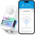 Meross Matter Pr&auml;senzmelder, 3-in-1 Smart Anwesenheitssensor mit AI-Erkennung, WLAN