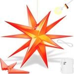 KESSER&reg; 35cm Leuchtstern 3D, LED Weihnachtsstern mit Timer f&uuml;r innen und...