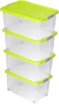 BigDean 4 St&uuml;ck gro&szlig;e Eurobox mit Deckel und Rollen Aufbewahrungsbox 60 X 40 X 32,5