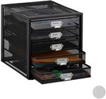 Relaxdays Schubladenbox, 5 Schubf&auml;cher, f&uuml;r Din A4 Dokumente, Ordnungssystem f&uuml;r