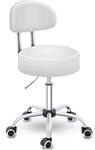 TRESKO&reg; Rollhocker mit Lehne Wei&szlig; | Arbeitshocker h&ouml;henverstellbar 46-58 cm 