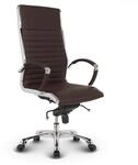 VERSEE Premium Echt-Leder Chefsessel Montreal in Braun - Ergonomischer Designstuhl