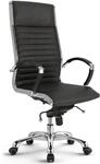 VERSEE Premium Echt-Leder Chefsessel Montreal in Schwarz - Ergonomischer Designstuhl