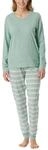 Schiesser Damen Schlafanzug lang mit B&uuml;ndchen Baumwolle - Nightwear