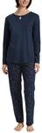 CALIDA Sweet Dreams Pyjama, Schlafanzug, lang Damen, aus 100% Baumwolle, Hose mit