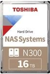 Toshiba 16TB N300 NAS Internal HDD - 3.5" SATA-3 512MB Cache 6GB/s 7200RPM Interne