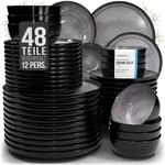 Steingut Geschirrset 12 Pers. Ibiza 48-tlg Hochwertiges Mediterranes Steingut